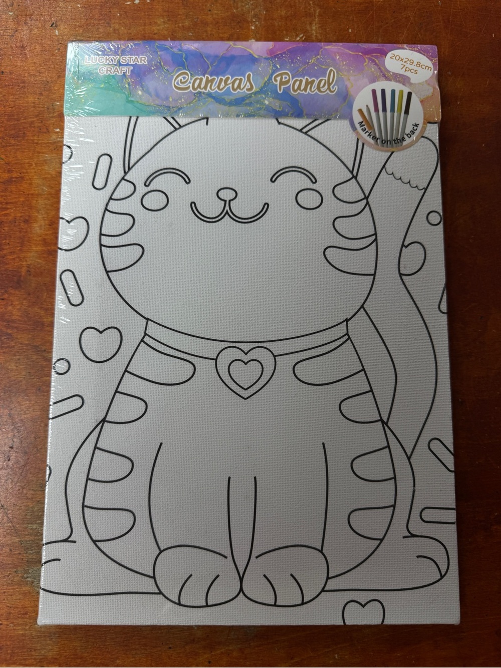 Cat Canvas Panel - White Outline Paint-Your-Own-New